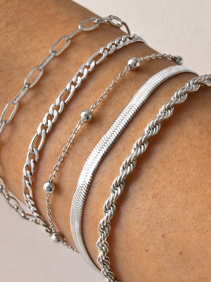 5 Bracelet Chaîne Dorée Géométrique