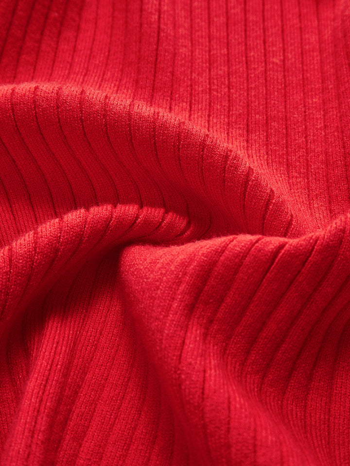 Cardigan Manches Longues à Boutons Perlés et Bordures Volantes