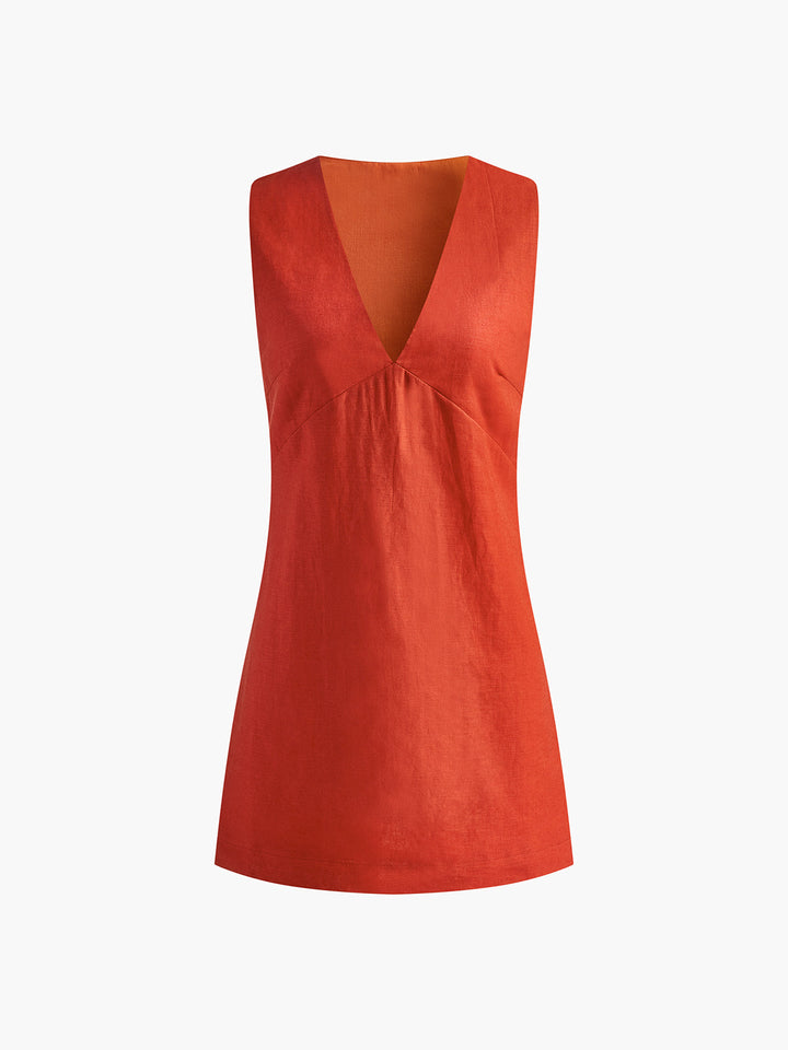 Robe Courte Coton & Lin Col V