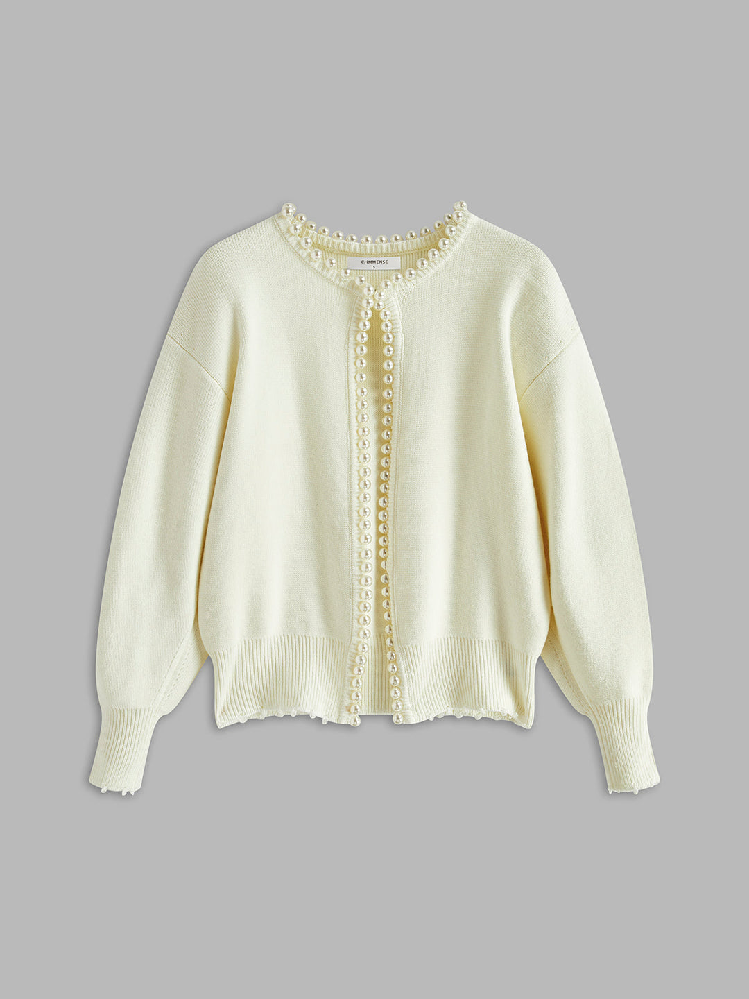 Cardigan à ourlet déchiré avec garniture en perles