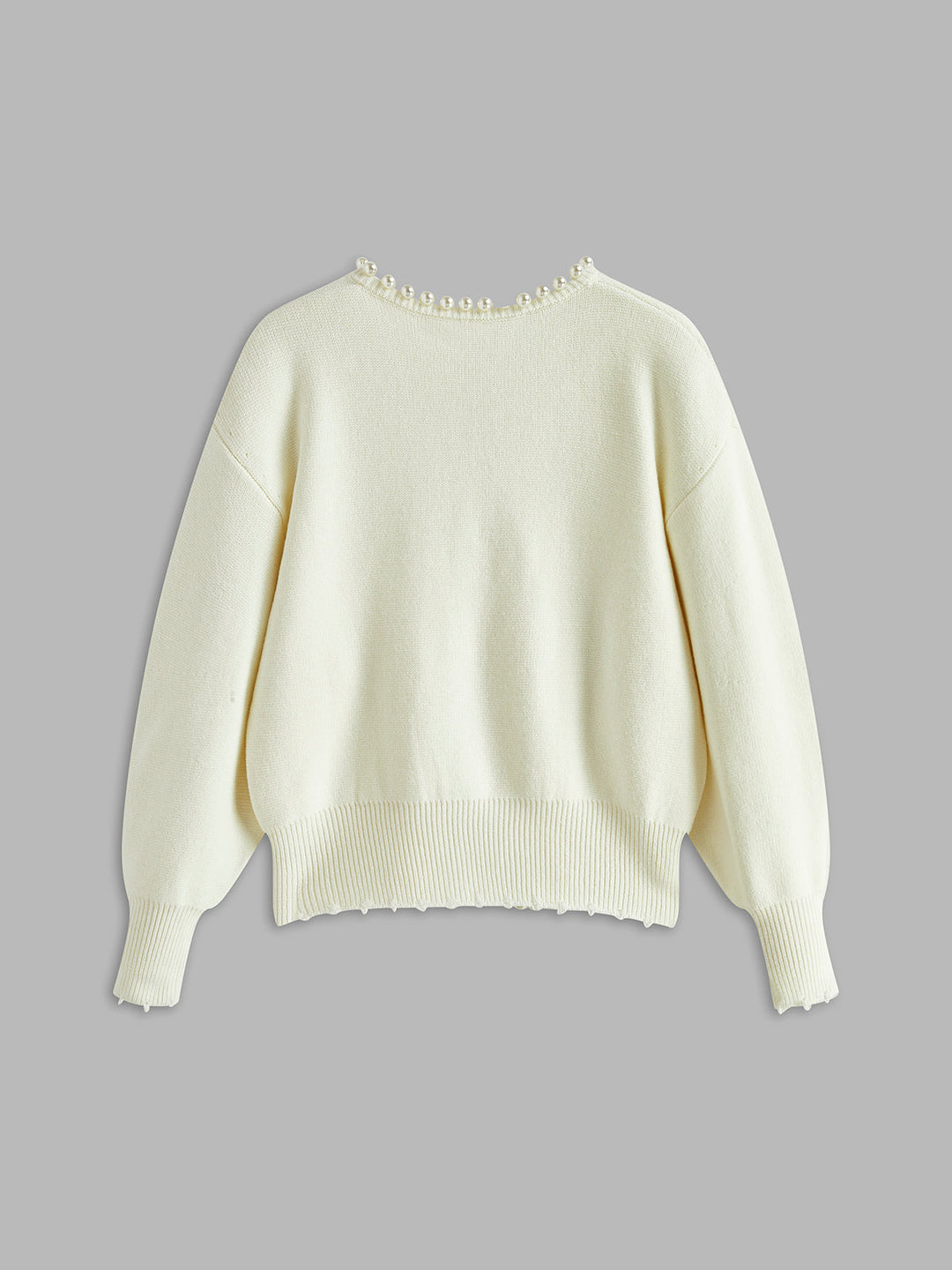 Cardigan à ourlet déchiré avec garniture en perles