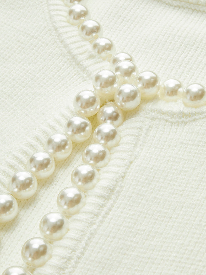 Cardigan à ourlet déchiré avec garniture en perles