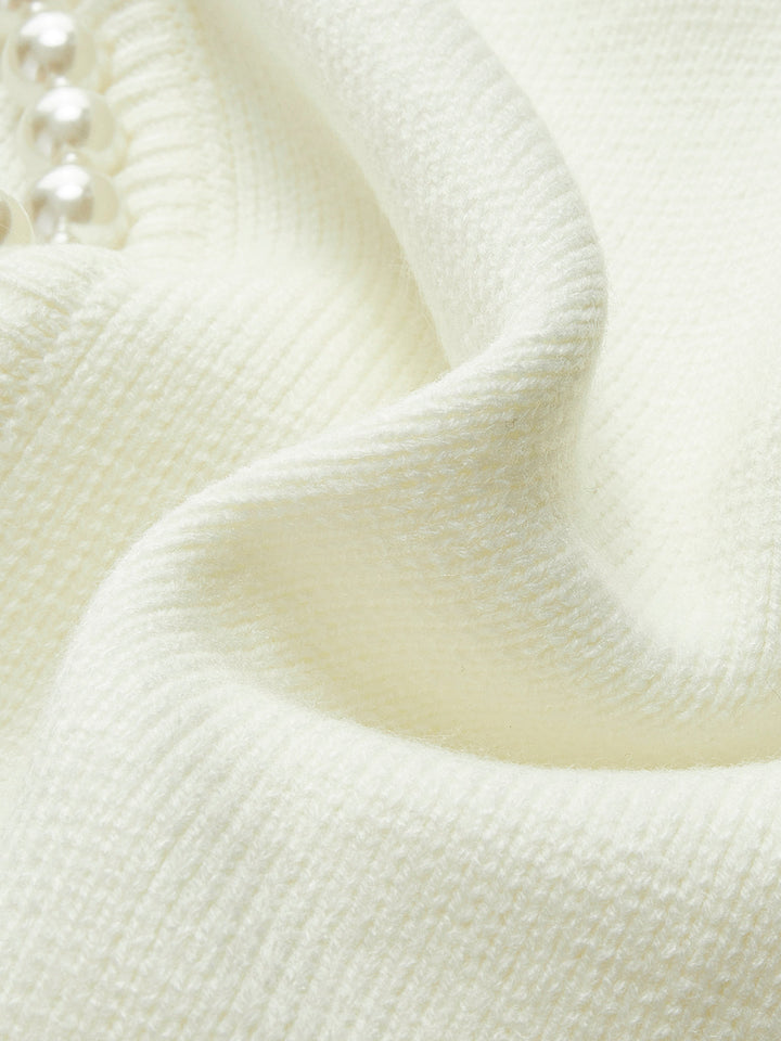 Cardigan à ourlet déchiré avec garniture en perles