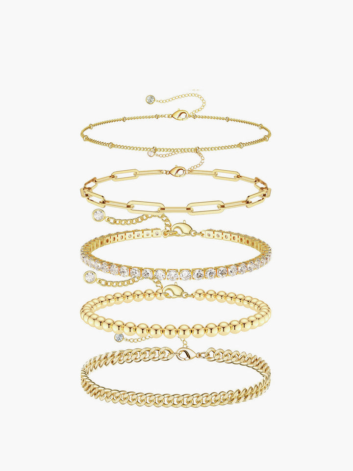 5pcs Bracelet Géométrique Doré