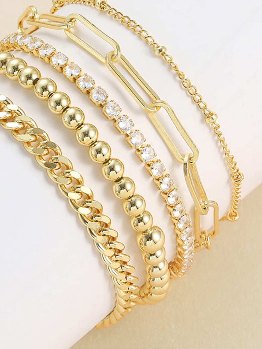 5pcs Bracelet Géométrique Doré