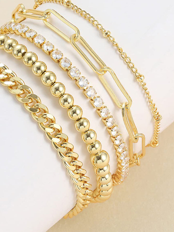 5pcs Bracelet Géométrique Doré