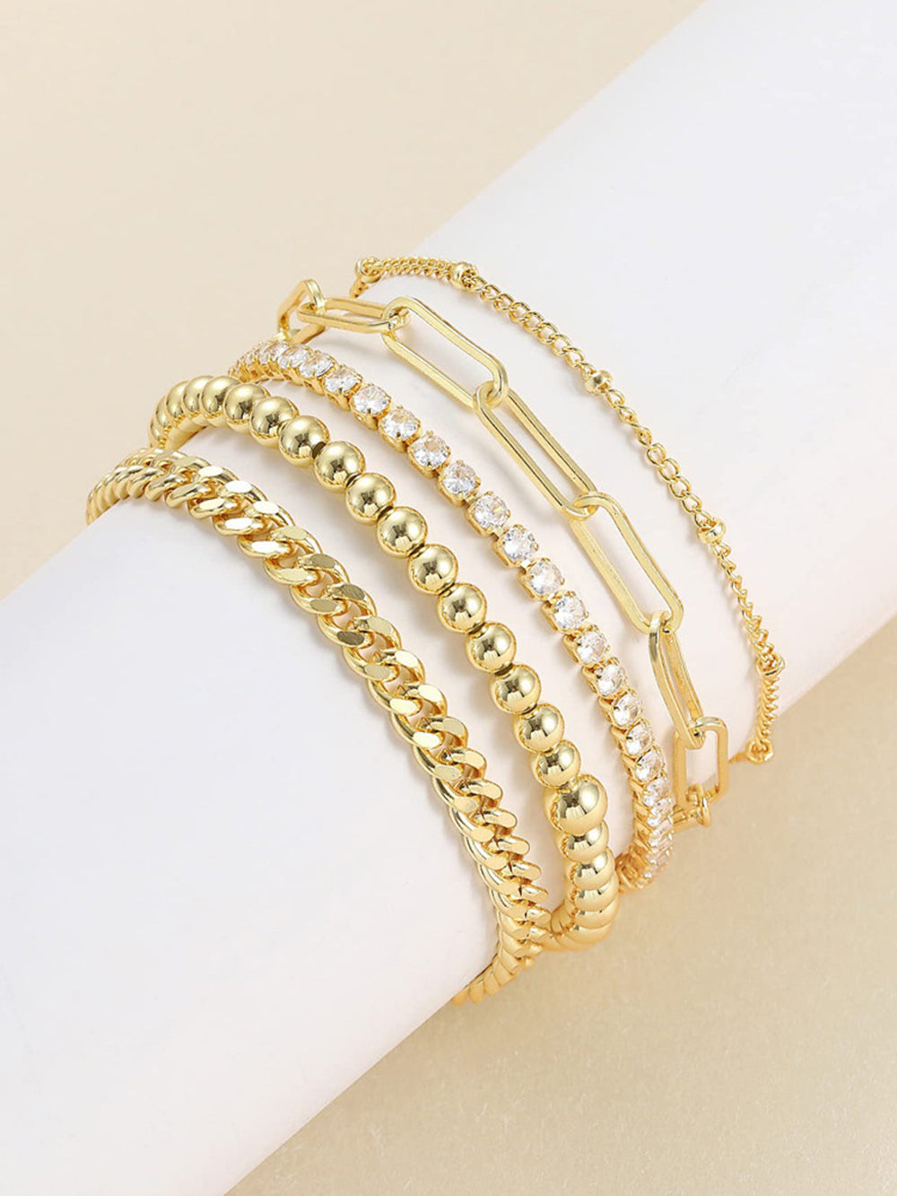 5pcs Bracelet Géométrique Doré