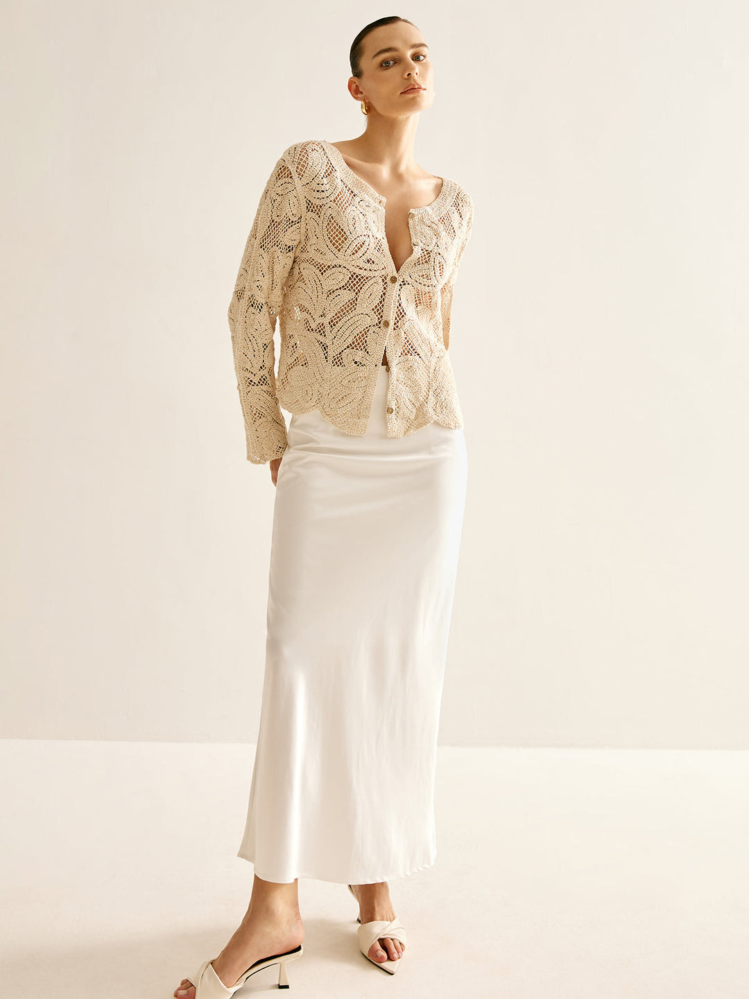 Cardigan Plissé à Boutons Creux