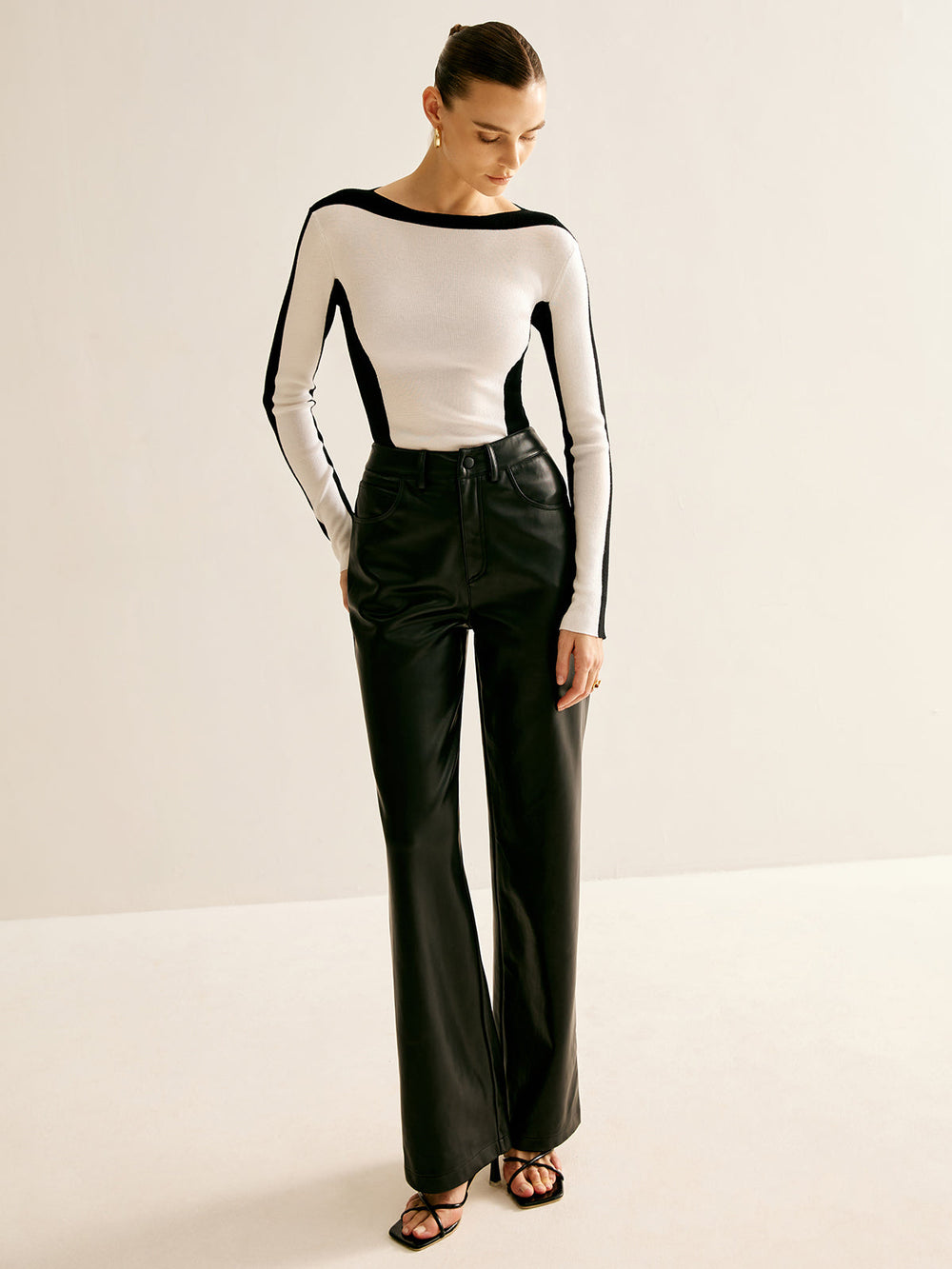 Pull Ajusté Blocs de Couleurs en Mélange de Laine