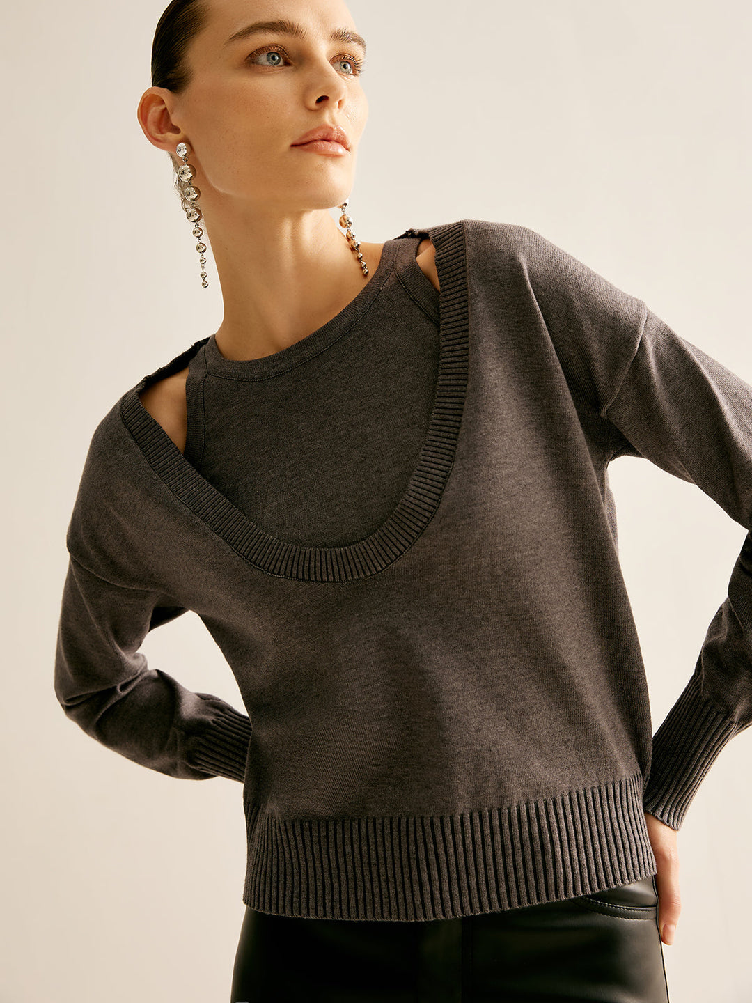 Pull en maille décontracté 2 en 1