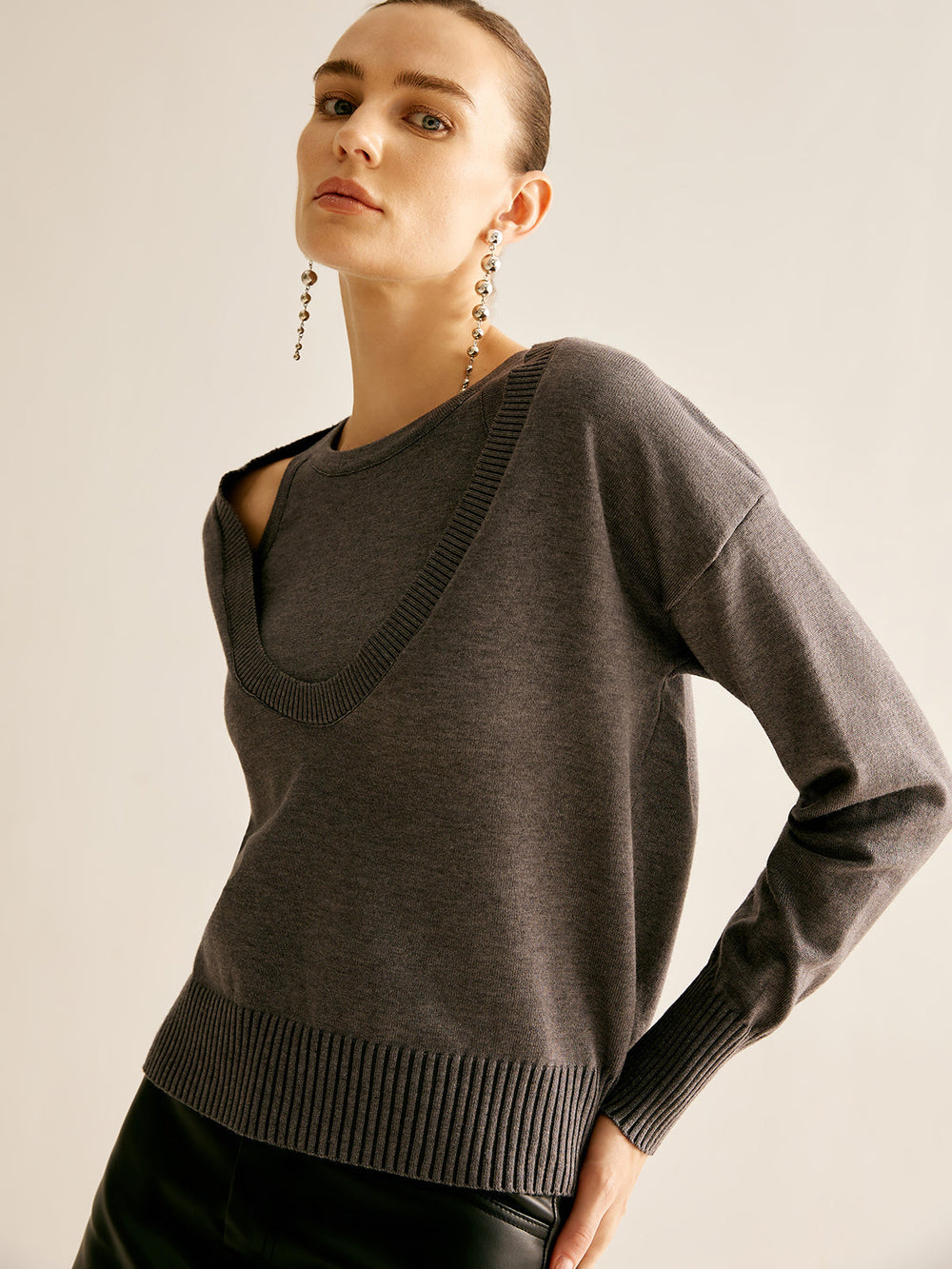 Pull en maille décontracté 2 en 1