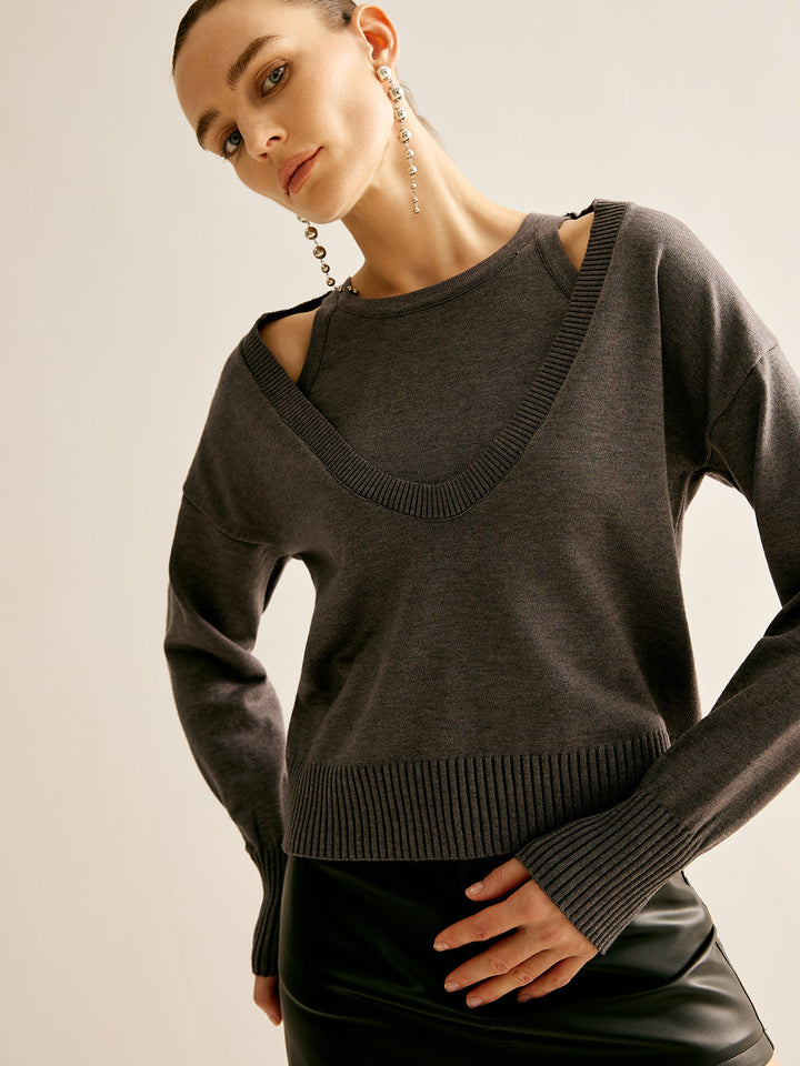Pull en maille décontracté 2 en 1