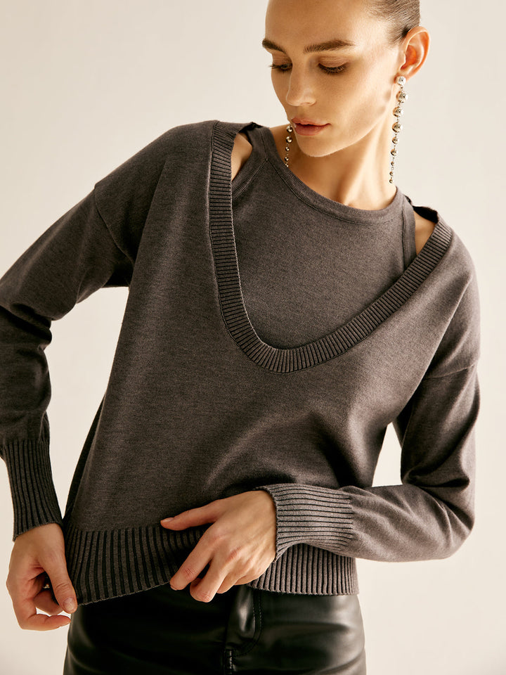 Pull en maille décontracté 2 en 1