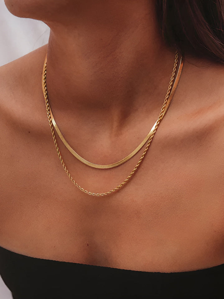 Collier Serpent et torsade à double chaîne