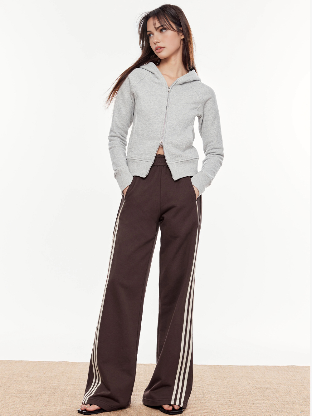 Pantalon Élastique à Taille Patchwork Rayé
