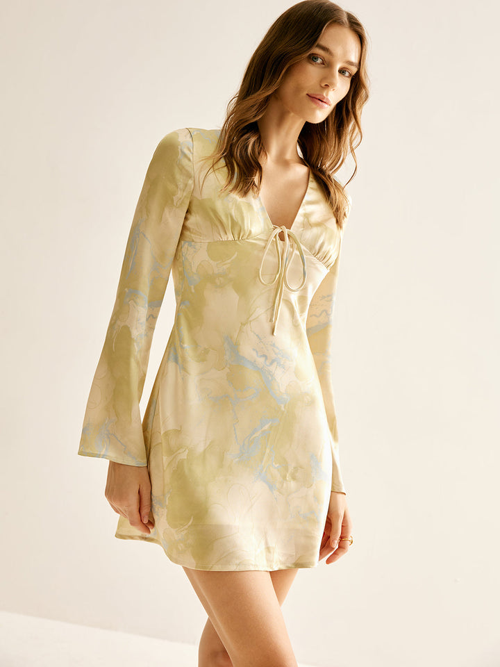 Robe Manches Longues à Volants Imprimés