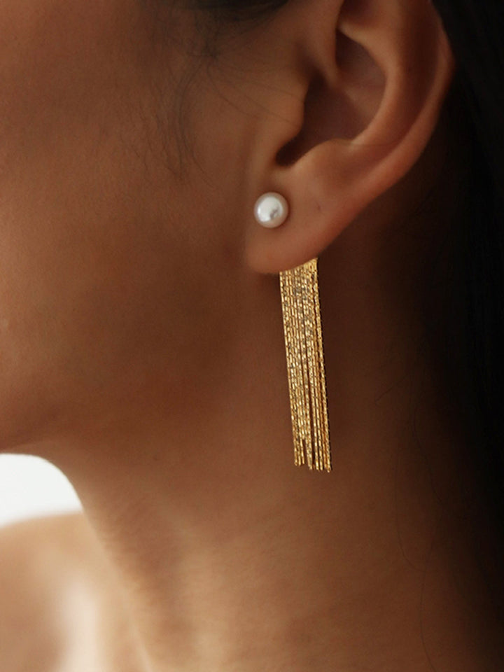 Boucles d'oreilles perles à pompon doré