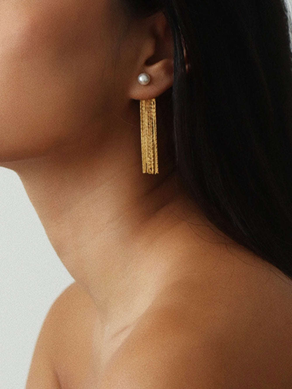 Boucles d'oreilles perles à pompon doré