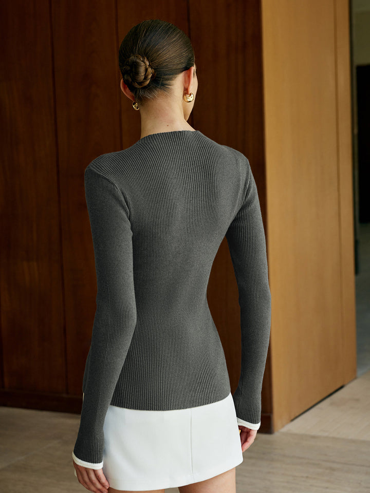 Cardigan en maille à boutons unis