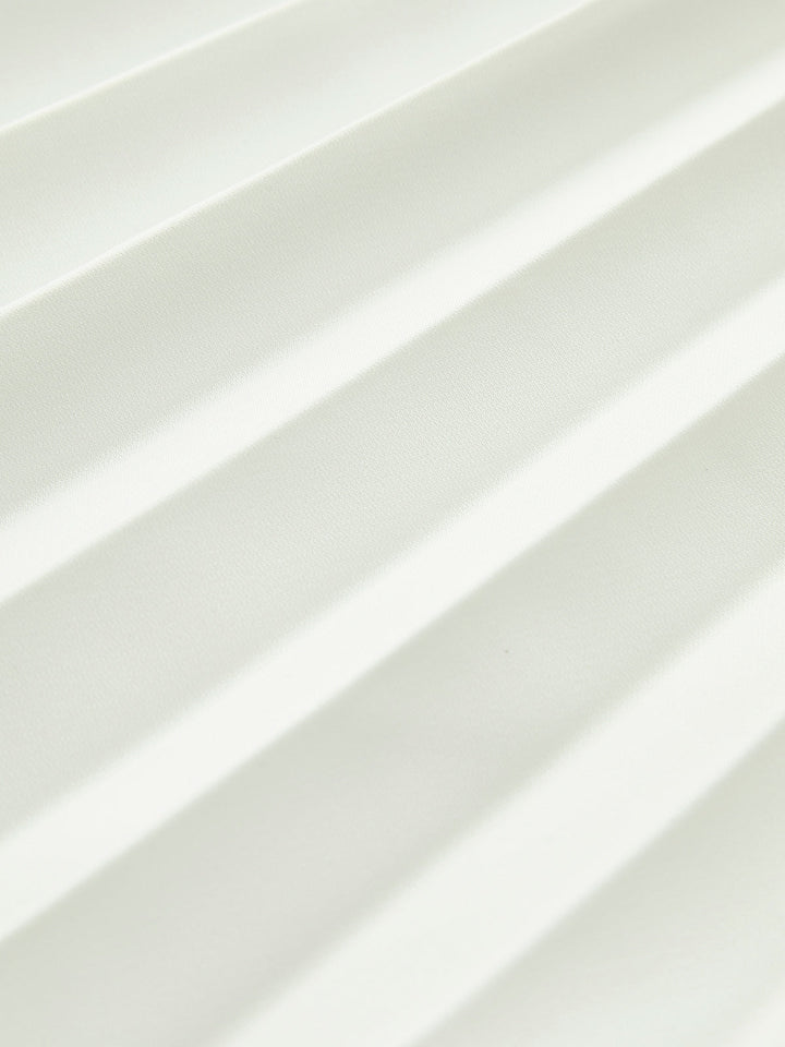 Robe Longue Unie à Bretelles Fendue et Plissée