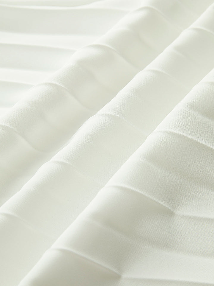 Robe Longue Unie à Bretelles Fendue et Plissée
