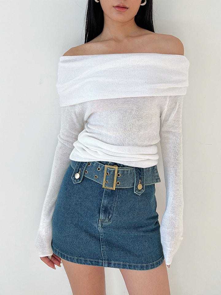 Chemise à épaules dénudées avec revers semi-transparent