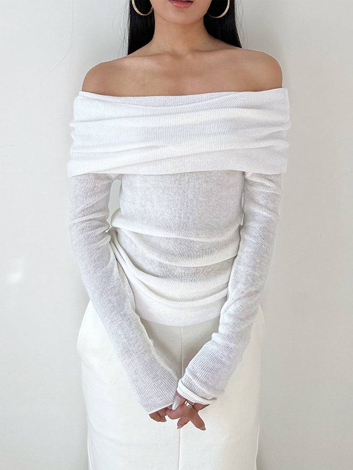 Chemise à épaules dénudées avec revers semi-transparent
