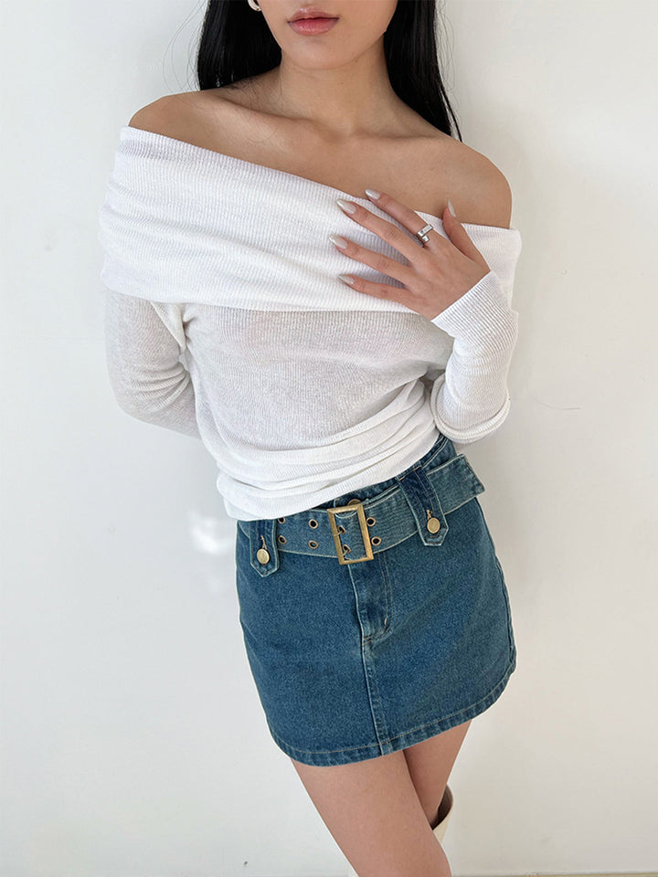 Chemise à épaules dénudées avec revers semi-transparent