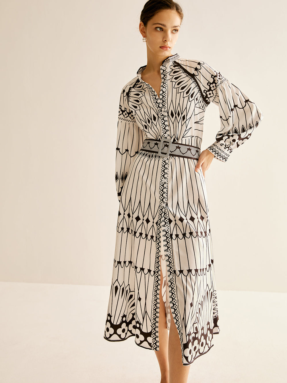 Robe Robe Col Montant Fendue Bohème
