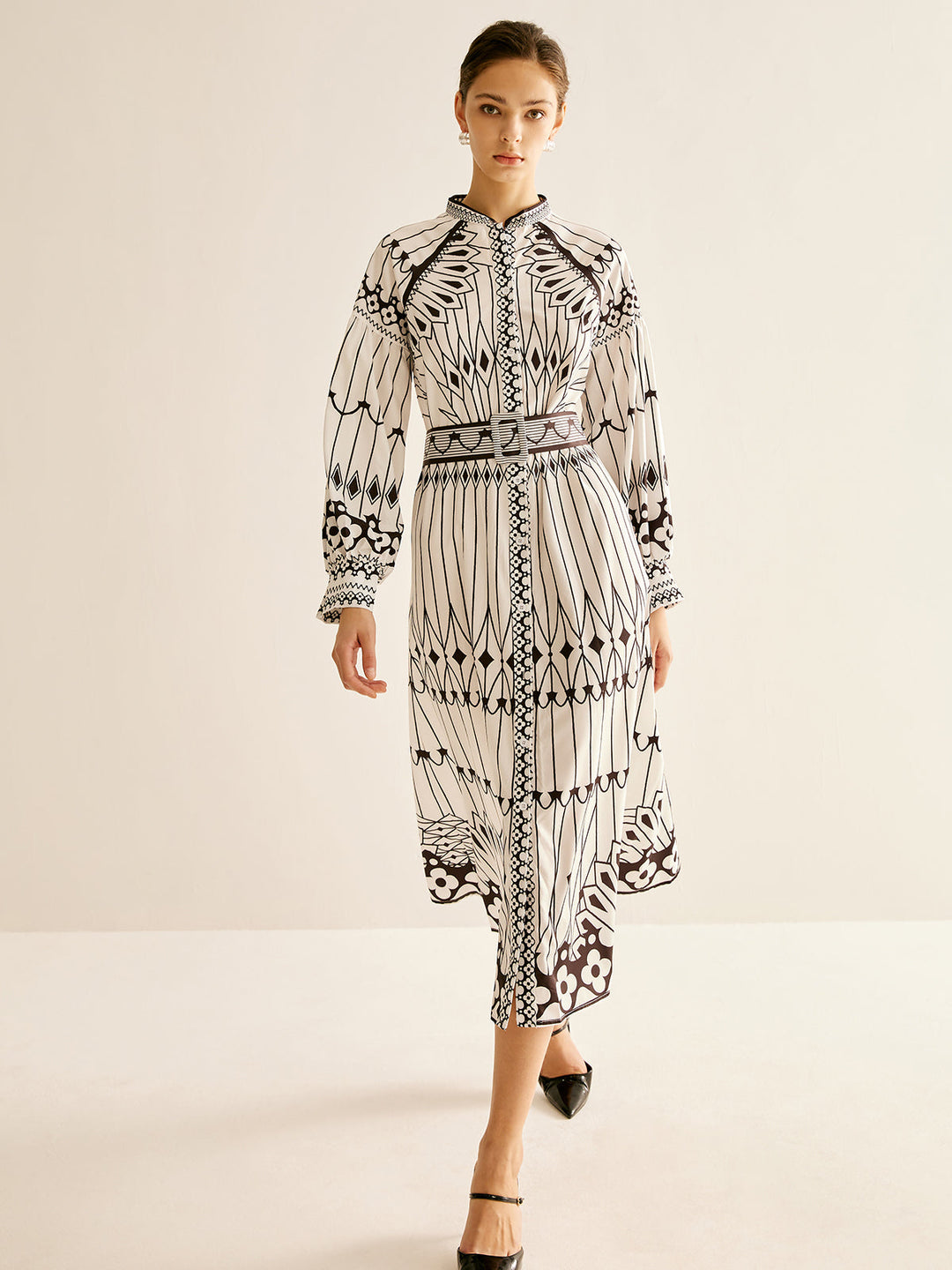 Robe Robe Col Montant Fendue Bohème