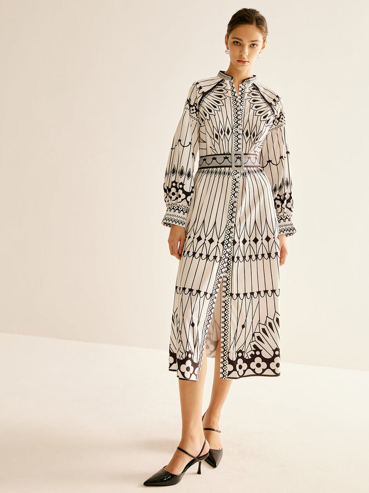 Robe Robe Col Montant Fendue Bohème