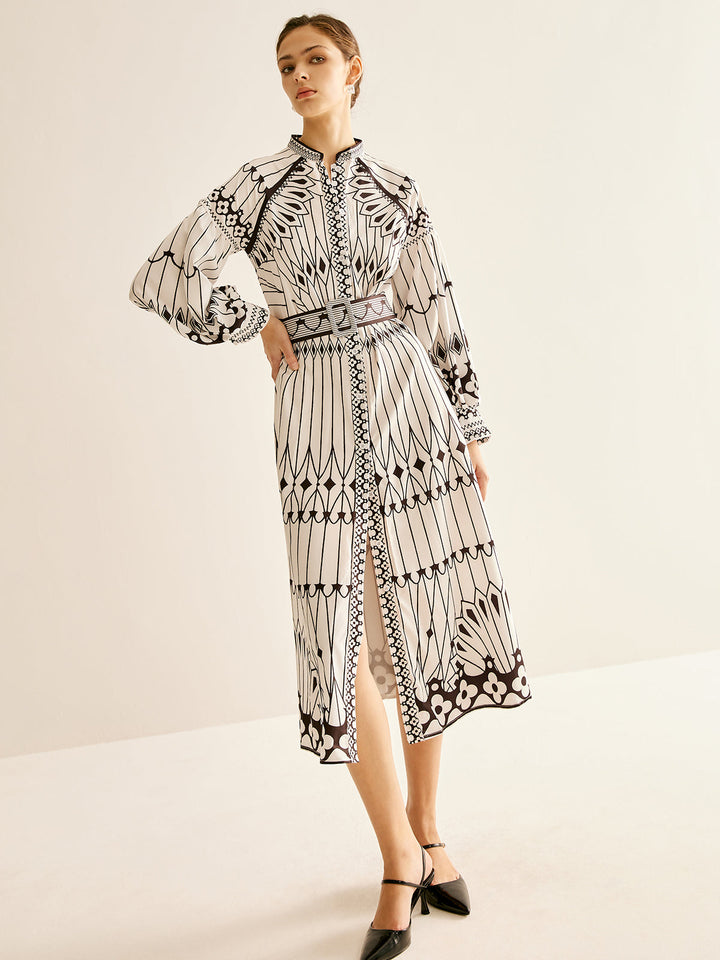 Robe Robe Col Montant Fendue Bohème