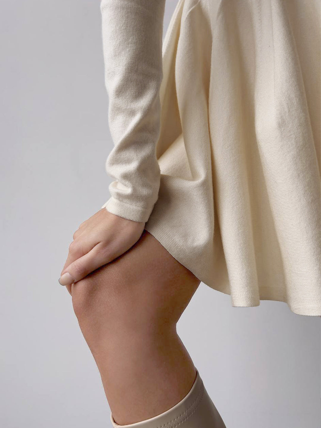 Robe Courte Pull Plissé Uni