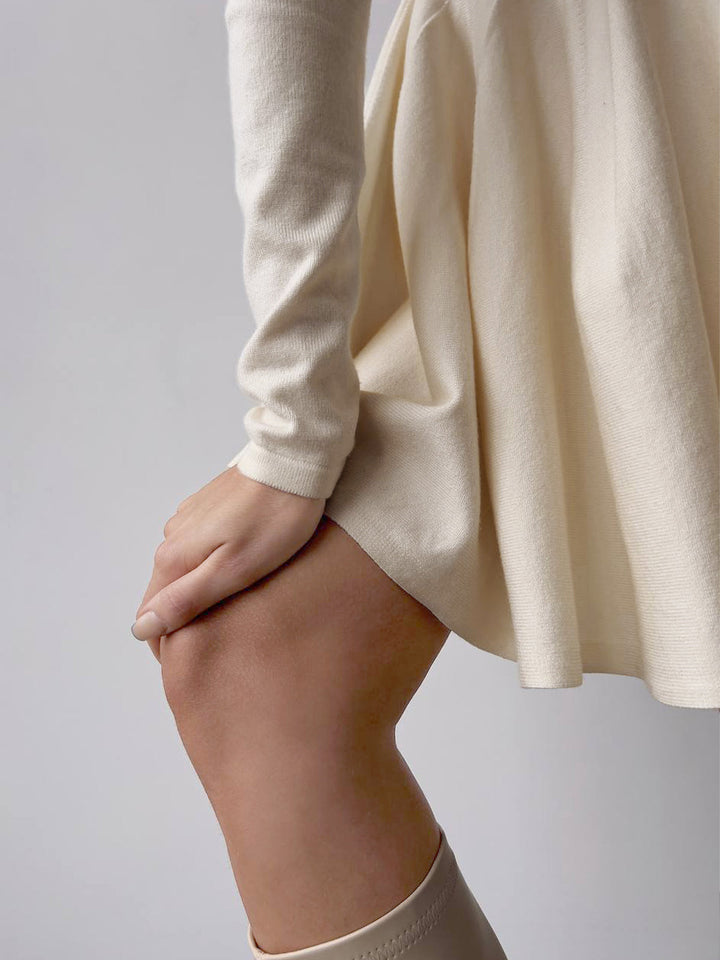 Robe Courte Pull Plissé Uni