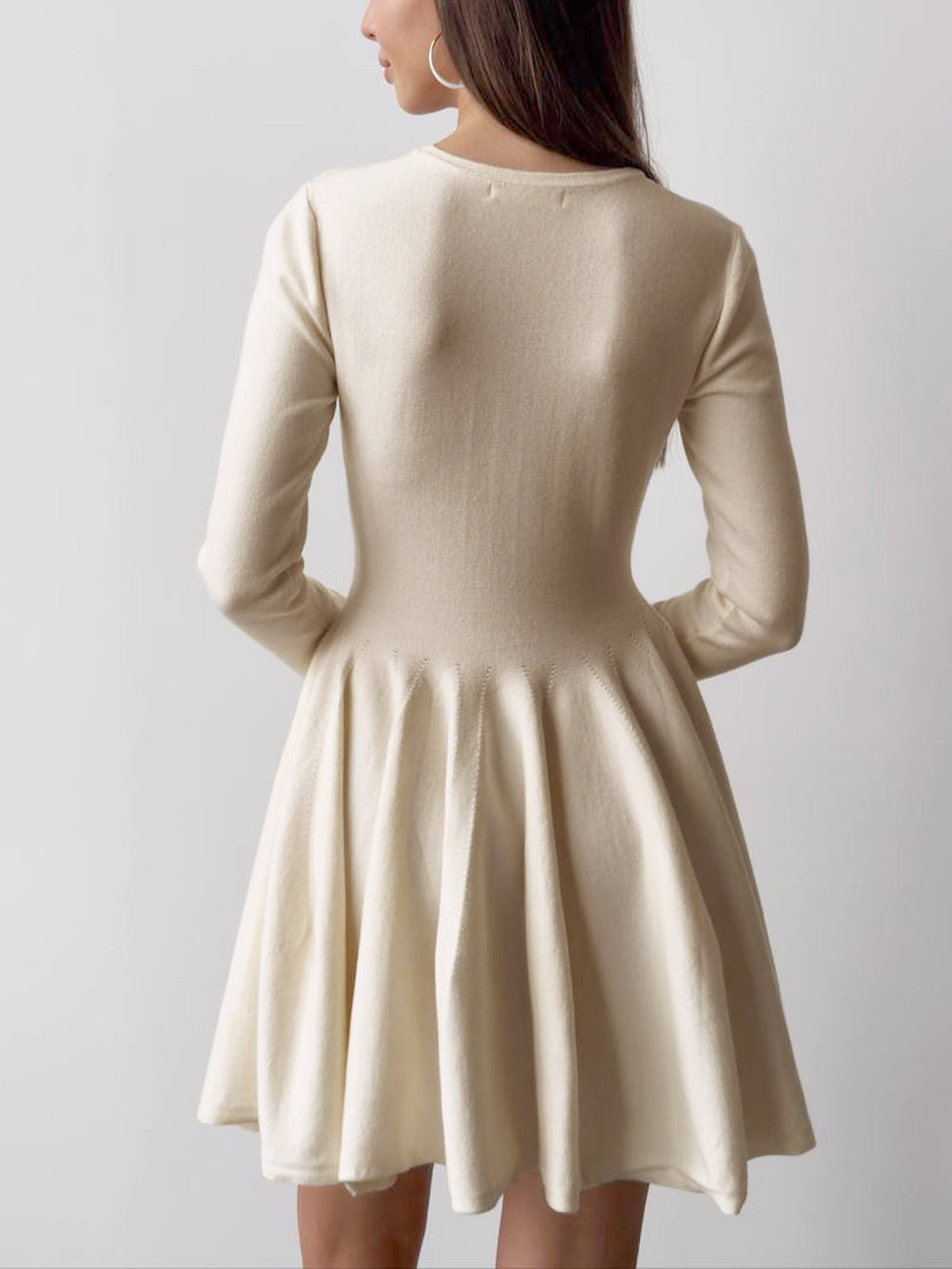 Robe Courte Pull Plissé Uni