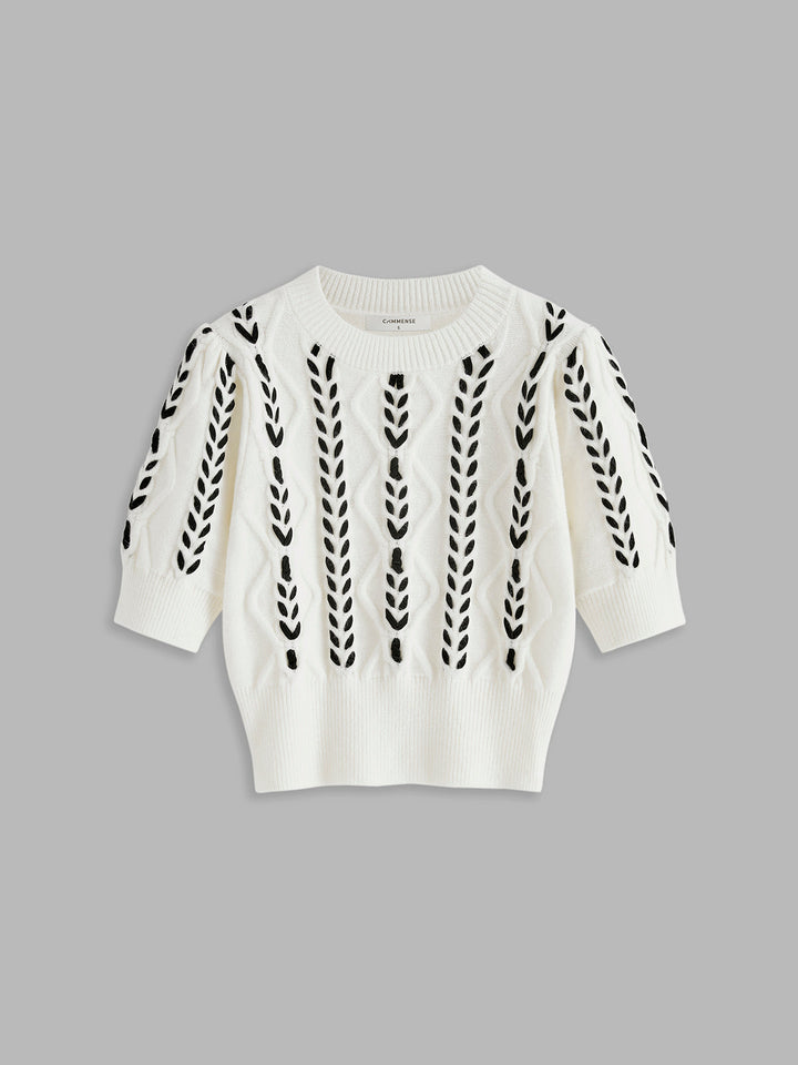 Haut en tricot à liseré contrastant
