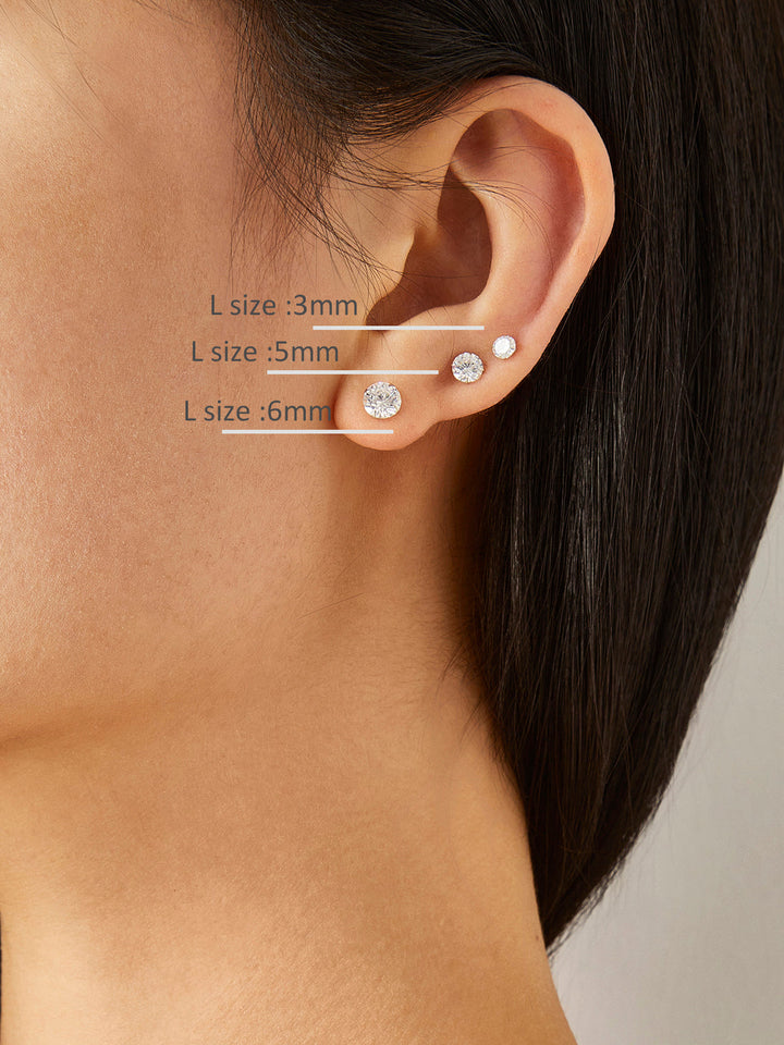 Ensemble de Boucles d'Oreilles Clous en Zircon Scintillant