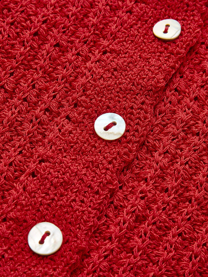 Cardigan à Encolure Festonnée