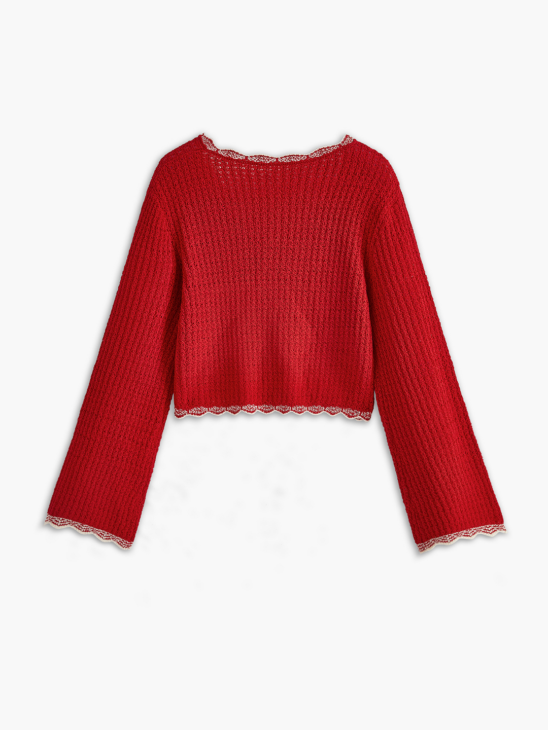 Cardigan à Encolure Festonnée