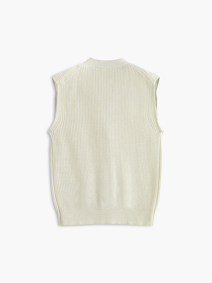 Gilet en maille côtelée mélangé coton