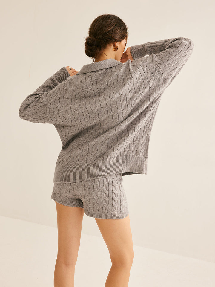 Short en maille à câble uni