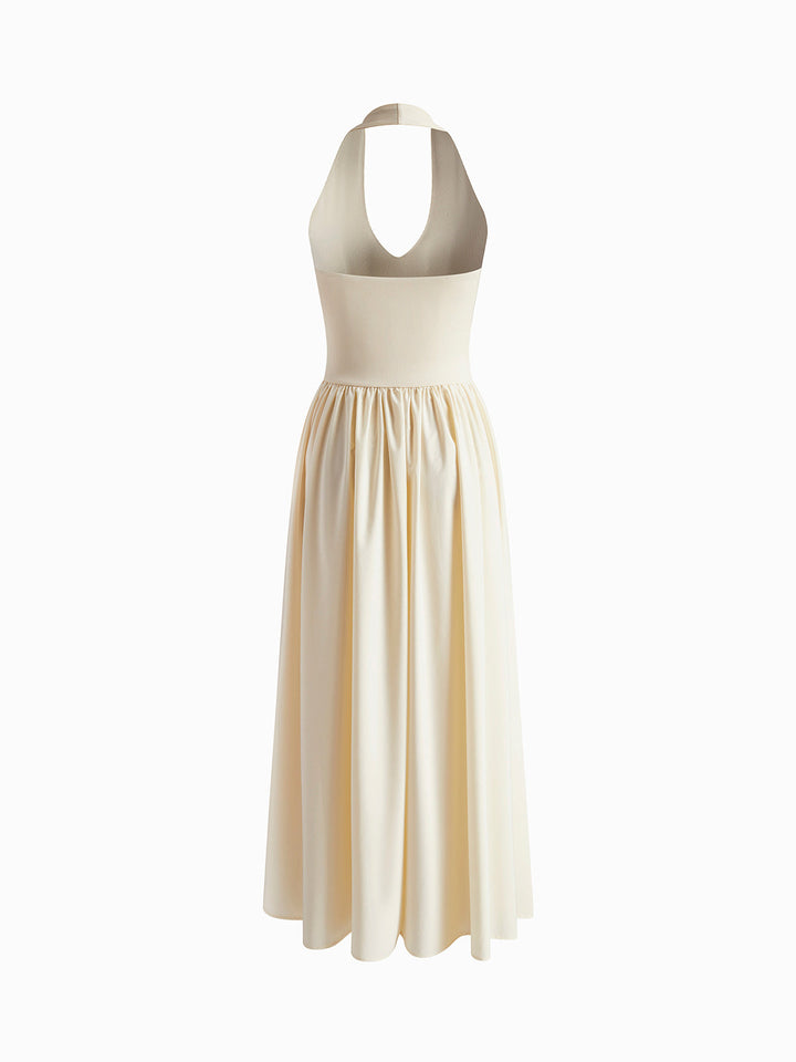 Robe Halter Sans Dos à Poches