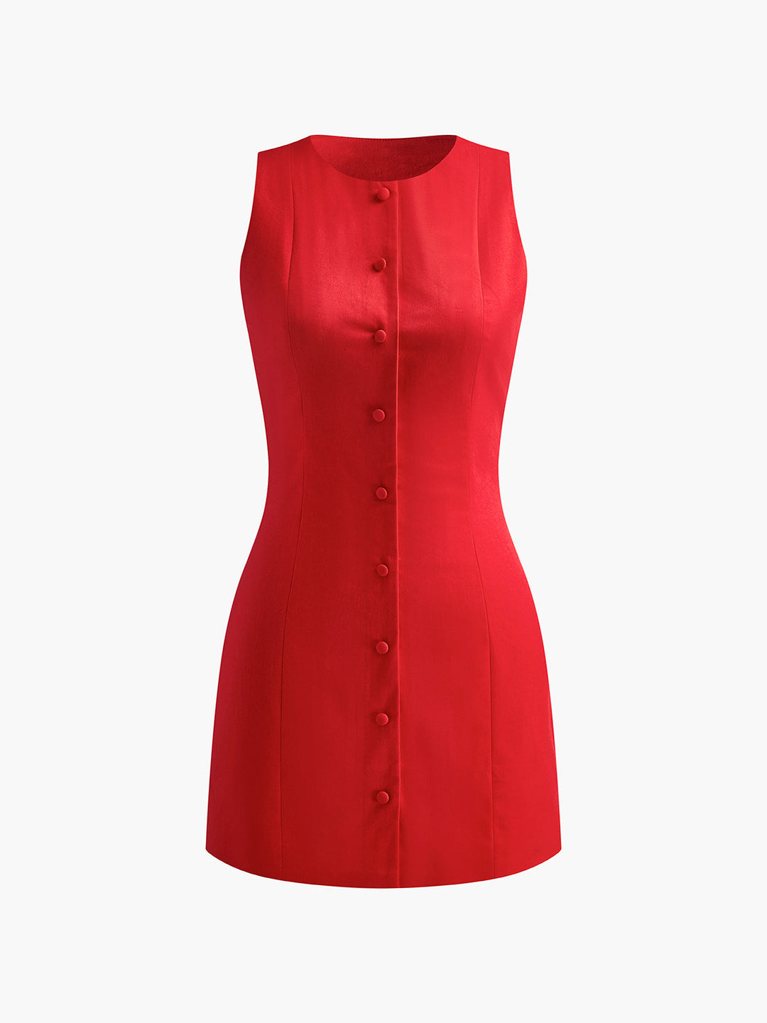 Robe Courte Sans Manches à Boutons sur le Devant