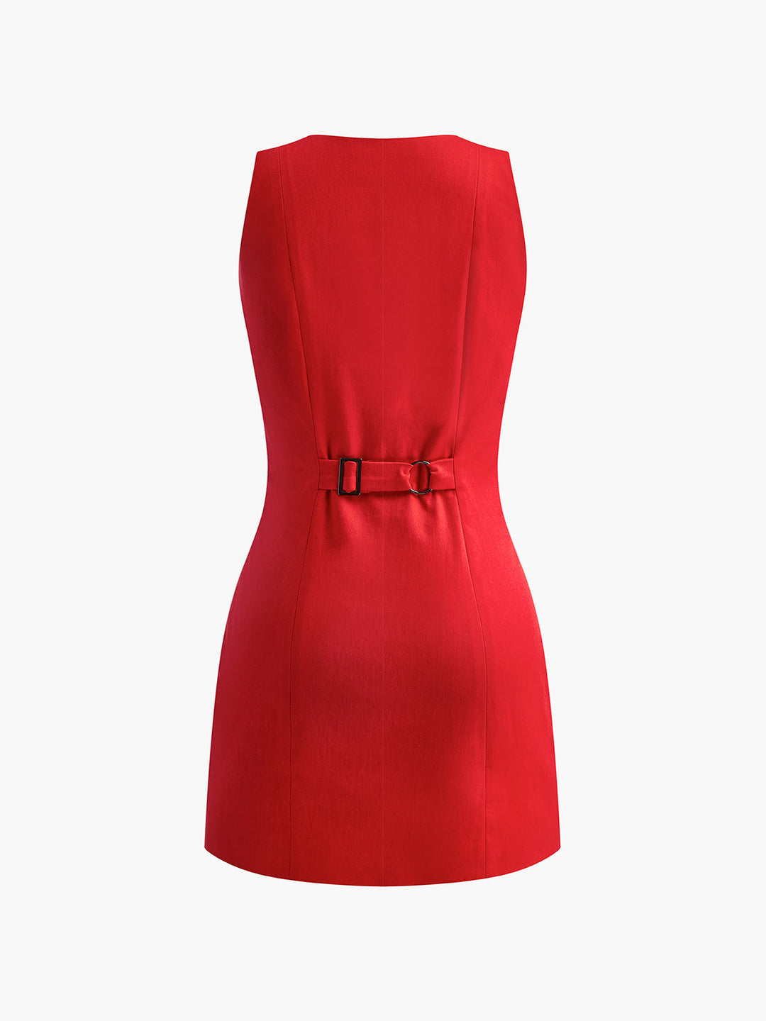Robe Courte Sans Manches à Boutons sur le Devant