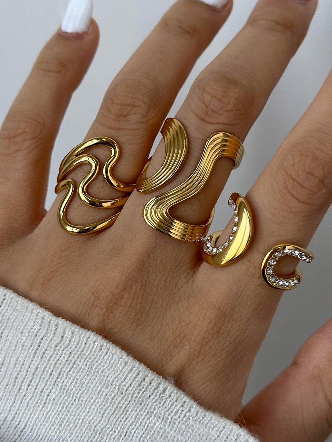 Bague Ouverte Ondulation Irrégulière