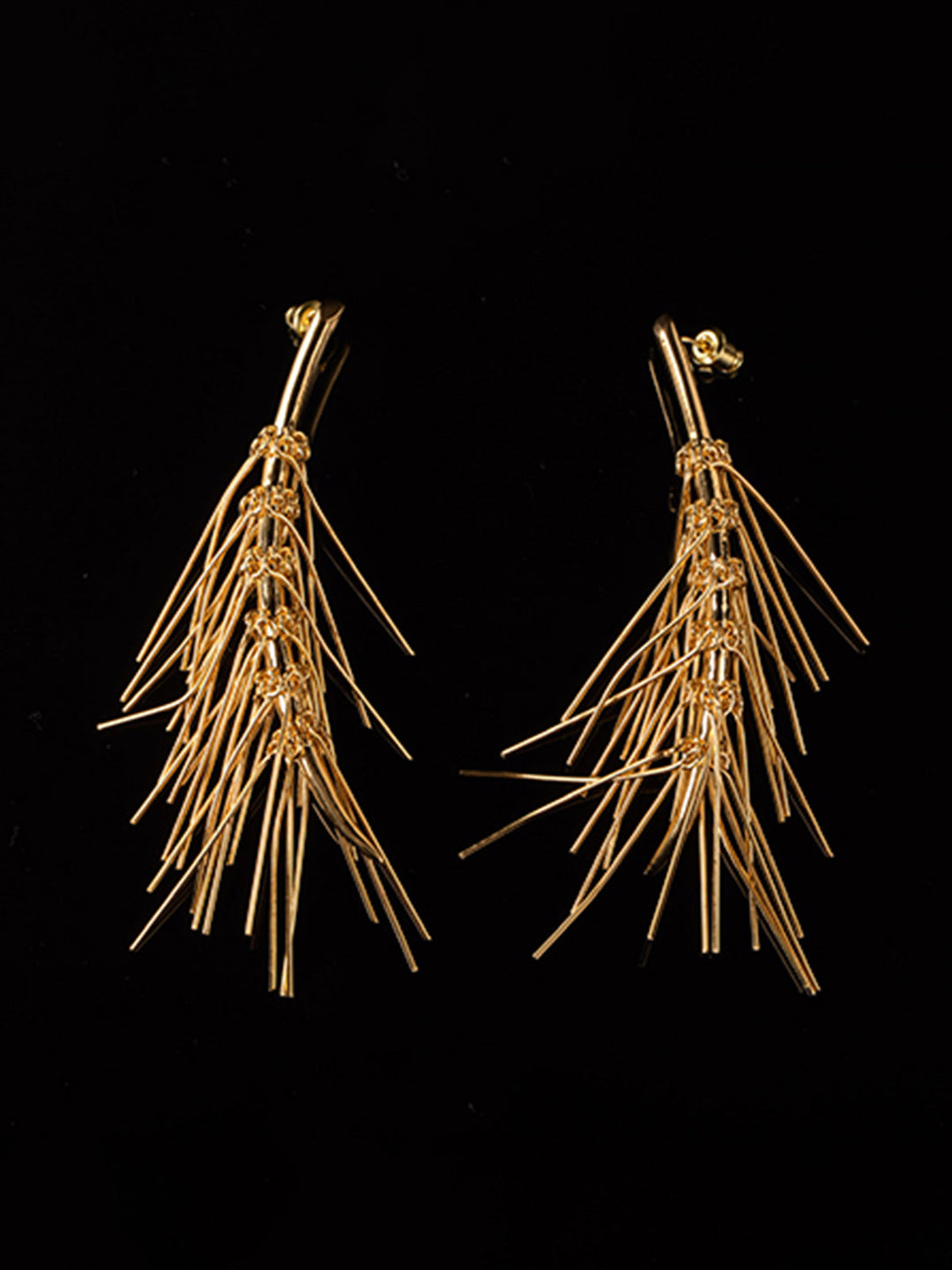 Boucles d'oreilles puces à pampilles dorées
