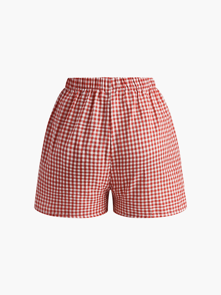 Shorts à carreaux boutonnés