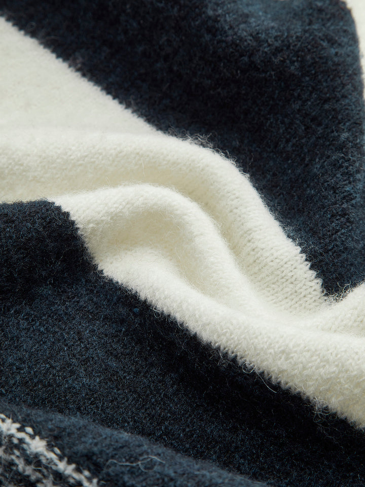 Cardigan ceinturé à rayures en mélange de laine