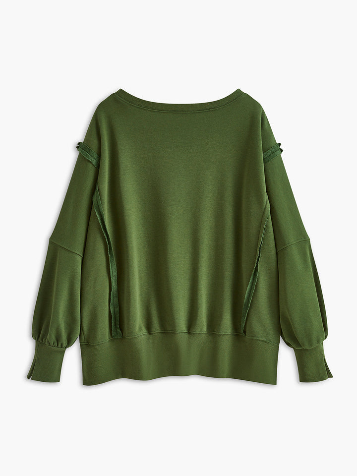 Sweatshirt Col Ras du Cou en Coton Uni