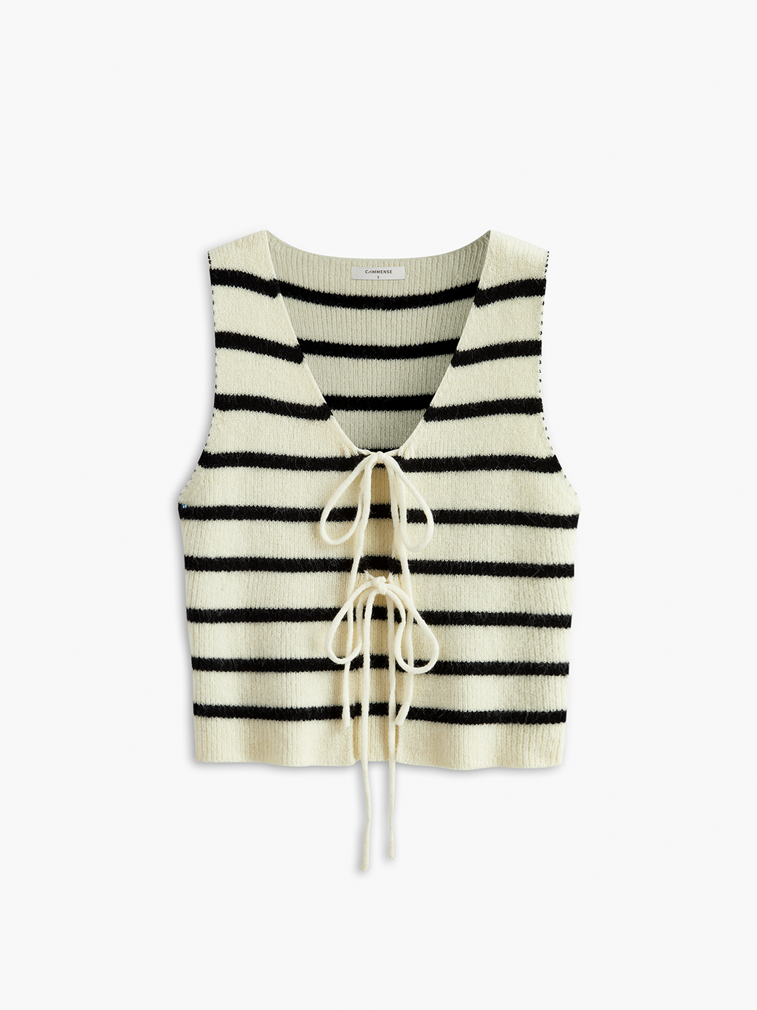 Gilet Pull sans Manches à Rayures en V